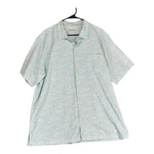 Tommy Bahama Men  s XL Aqua Short Sleeve Geo Camp Button Shirt Silk Blend Coastal