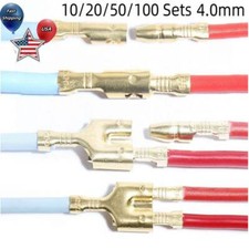 Male Female Wire Crimp Connectors 4.0mm Bullet Terminal Double Kit 10/100 Sets