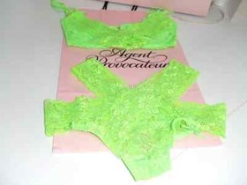 AGENT PROVOCATEUR MARGOT LIME BRA 32B/C/DD 34D & AP 3 MEDIUM BRIEF UK10 BNWT