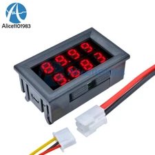 4-Bit 5 Wires DC 0-200V 10A Voltmeter Ammeter Red+Red LED Amp Dual Digital Volt