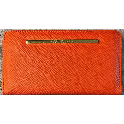 Steve Madden Orange Faux Saffiano Leather Clutch Wallet