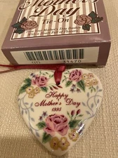 Longaberger Pottery Heart Mothers Day Pendant Or Tie-on New In Box USA