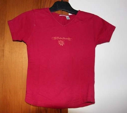 T-shirt Fille New Look Rouge - 10-11 Ans - Manches Longues Hors D'épaule - Bon état