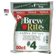 BREW RITE #4 Coffee Filters 100 Count Pack 8-...