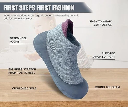 Baby Sock Shoes Boys Girls First Walking Shoes Non-Slip Slippers Soft Sole - Bild 4 von 6