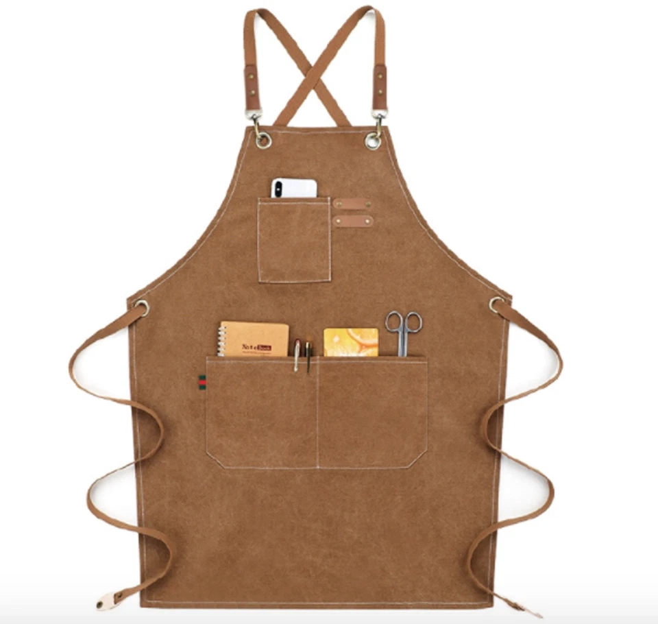 Unisex Denim Waterproof adjustable across shoulder Hard Work Aprons with pockets - Image 2 of 4