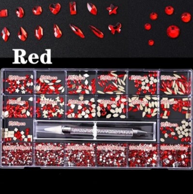 HIGH Quality AB Crystal or Red Rhinestones3830pcs. w/wax pen pointer