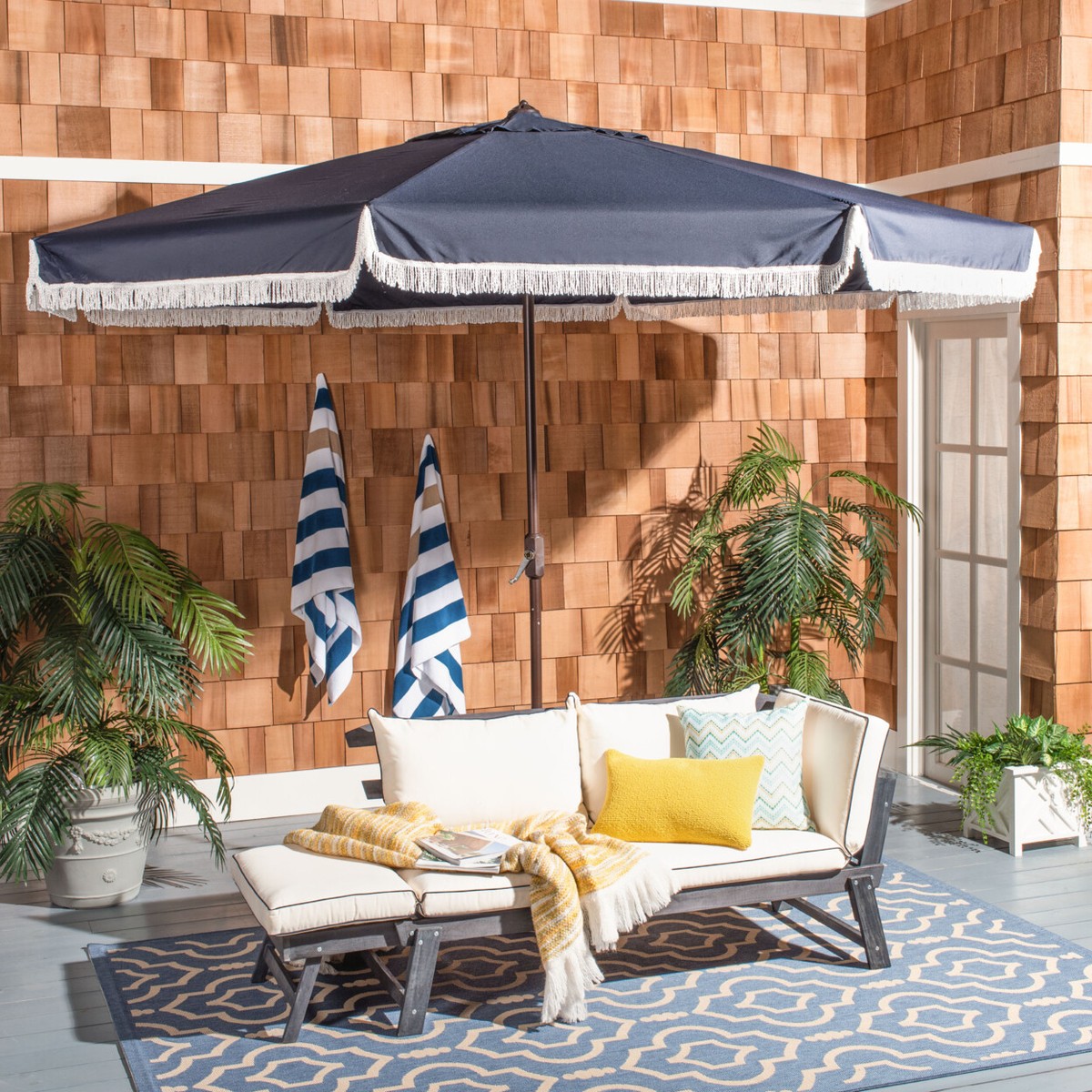 SAFAVIEH Outdoor Collection Milan Fringe 11-Foot Round Crank Umbrella | | eBay SAFAVIEH Outdoor Collection Milan Fringe 11-Foot Round Crank Umbrella | | eBay