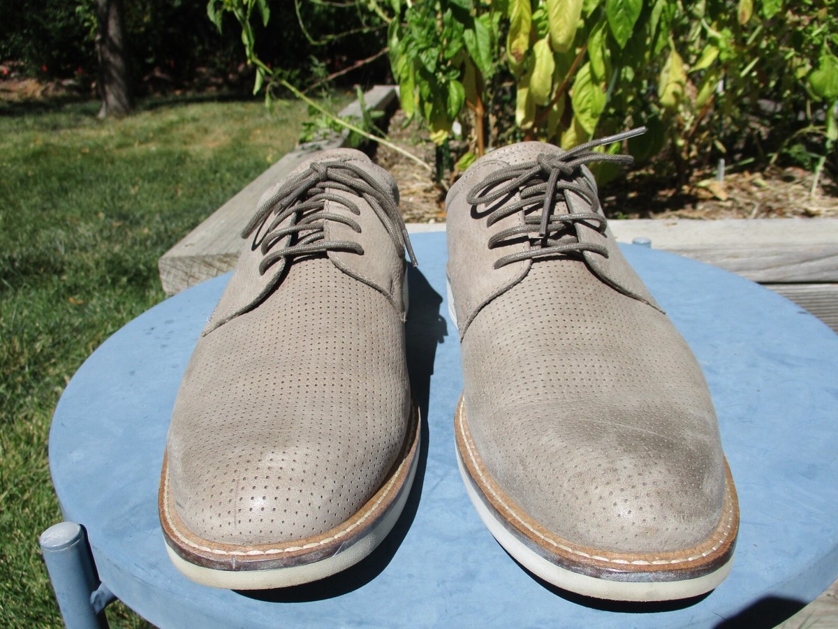 ECCO Shoes Mens 8 Gray Leather Dress Oxford Derby Preppy  display picture 1