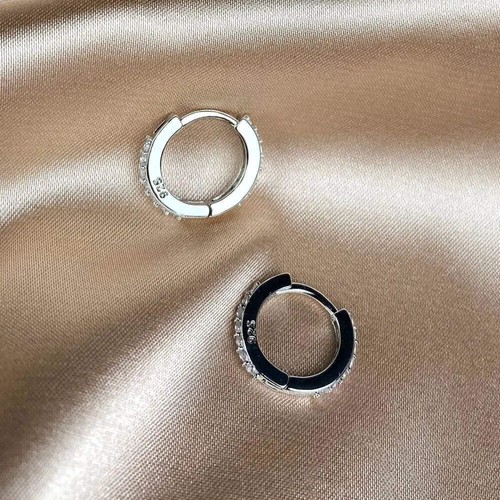 1Pair Stainless Steel Minimal Hoop Earrings Crystal Zirconia Small Huggie Thin C - Picture 21 of 38