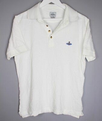 VIVIENNE WESTWOOD EMBROIDERY LOGO WHITE POLO T-SHIRT SIZE M MAN