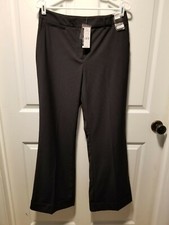 NWT New York  Co. City Stretch Cuffed Trouser Size 8 Black with White Pinstripe