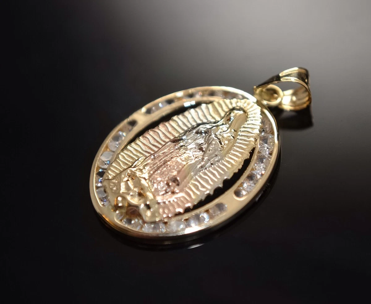 apilar acumular Concentración New Virgin Guadalupe Pendant Real 14k Gold Religious Charm Virgen Medalla  Oro | eBay