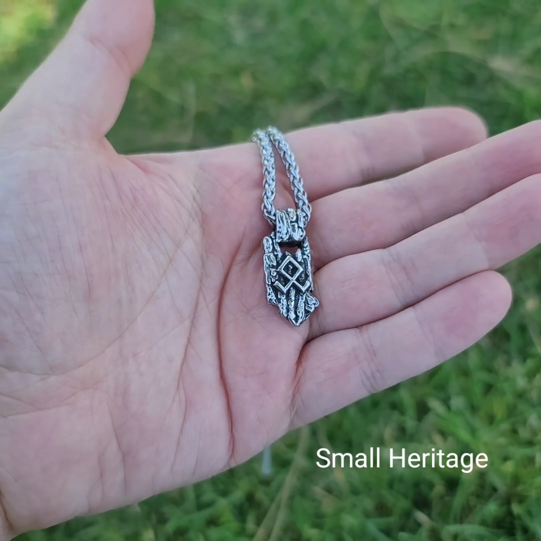 Viking Odal Rune Necklace Stainless Steel Nordic Amulet Odin