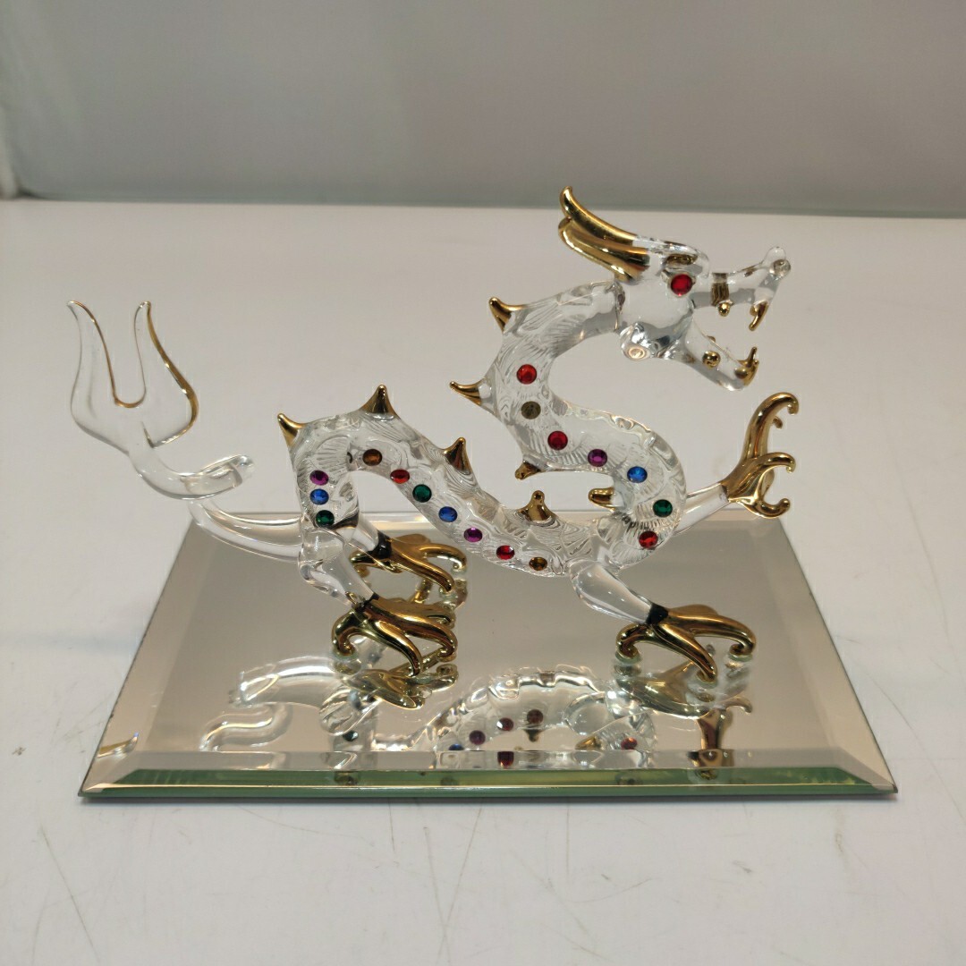 Glass Baron Dragon Figurine Crystal Handblown Glass 3 Inch Glass Baron Dragon Figurine Crystal Handblown Glass 3 Inch