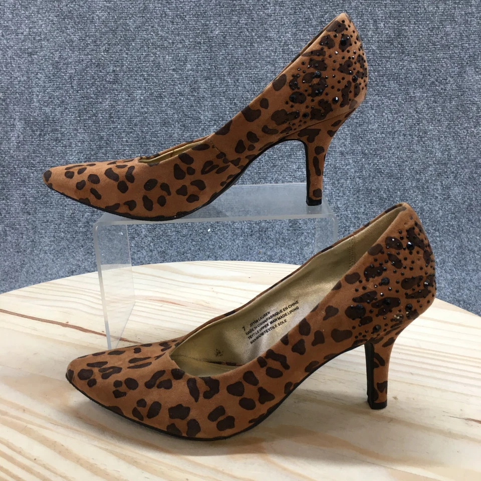 Zapatos de salón Maurices para mujer 7 Lauren marrón punta tacón estampado animal Foto 2 de 4