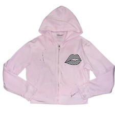 Firehouse Girls Checkered Lips Graphic Zip Hoodie Sweatshirt L(12)