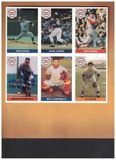 BROOKS ROBINSON AUTOGRAPHED 1992 FRONT ROW PROMO SHEET AARON, SEAVER & KALINE