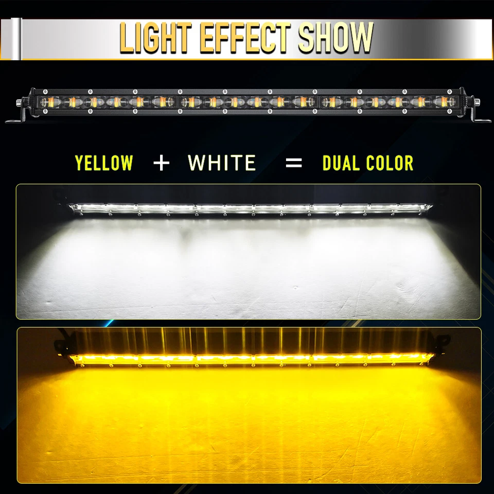 AUXBEAM Para Chevrolet 50" Barra de Luz LED Ámbar Blanco Estroboscópico Punto Inundación Combo 52" Foto 3 de 4