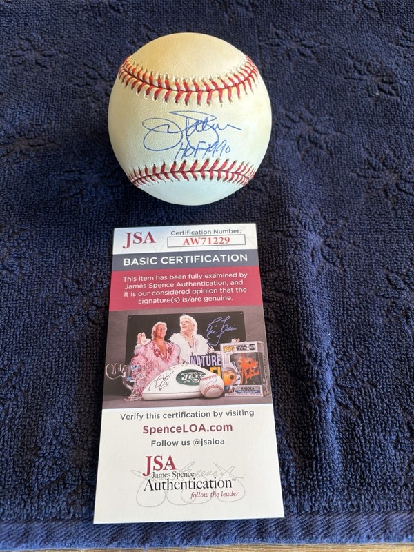 Jim Palmer HOF 1990 Autographed OAL Gene A Budig Baseball JSA COA Vintage