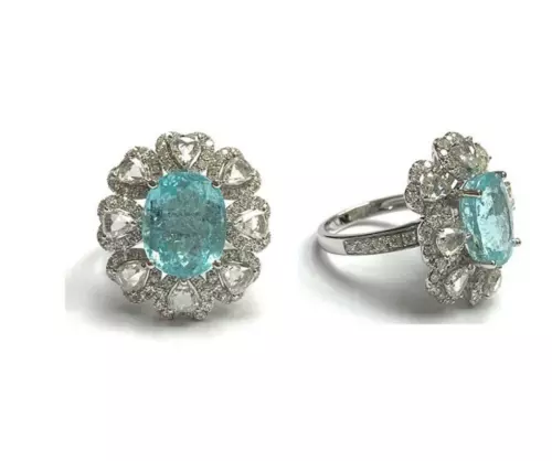 CLEARANCE!NWT $52,300 EXTREMELY RARE 18KT 9CT PARAIBA TOURMALINE DIAMOND RING