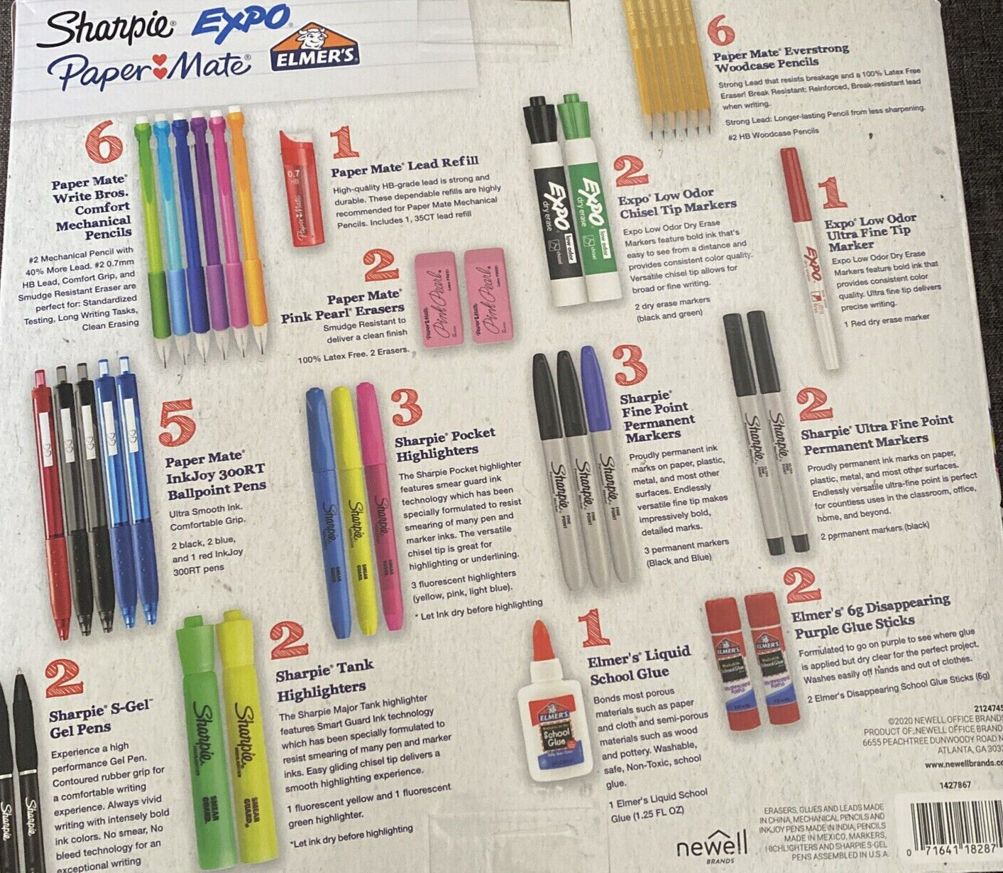 Sharpie Expo Elmer's Paper Mate 38 Count School Office Supply Set Kit NEW