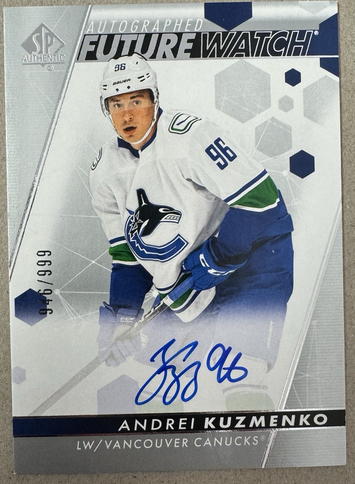 2022-23 SP Authentic - Future Watch Auto #142 Andrei Kuzmenko /999 (AU, RC)
