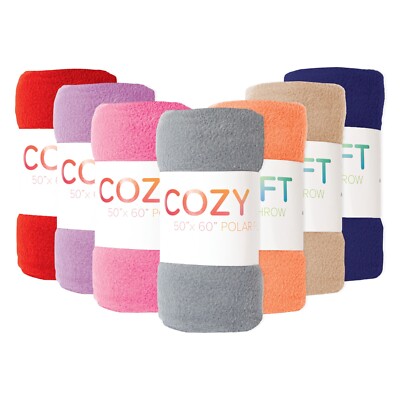 Cozy Soft Polar Fleece Throw Blankets, 6, 12, & 24 Packs, Color Options, 50x60
