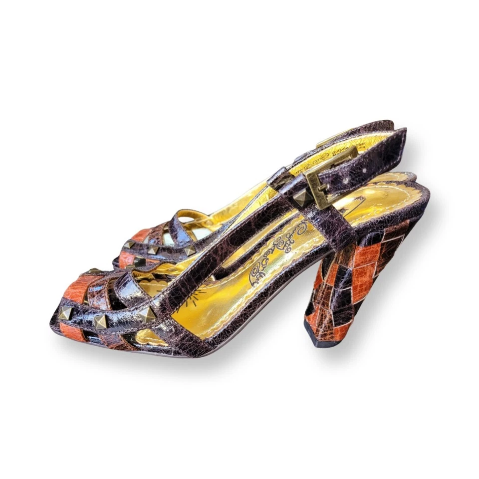 Tacones Naughty Monkey marrón retazos usados en excelente estado para mujer talla 6,5 Foto 3 de 4