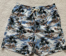 New WAVE ZONE SWIM SUIT TRUNKS SHORTS Hawaiian Print Blue MEDIUM