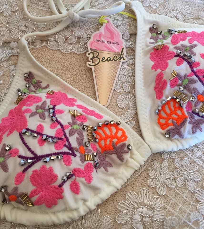 B/NEW Ltd Edition RIVER ISLAND Embellished BEACH BIKINI TOP COMPLETELY SOLD-OUT