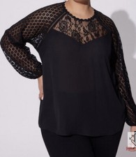 TORRID LONG SLEEVE LACE SHIRT GEORGETTE BLOUSE DRESSY TOP 6 6X 6XL 30 NEW