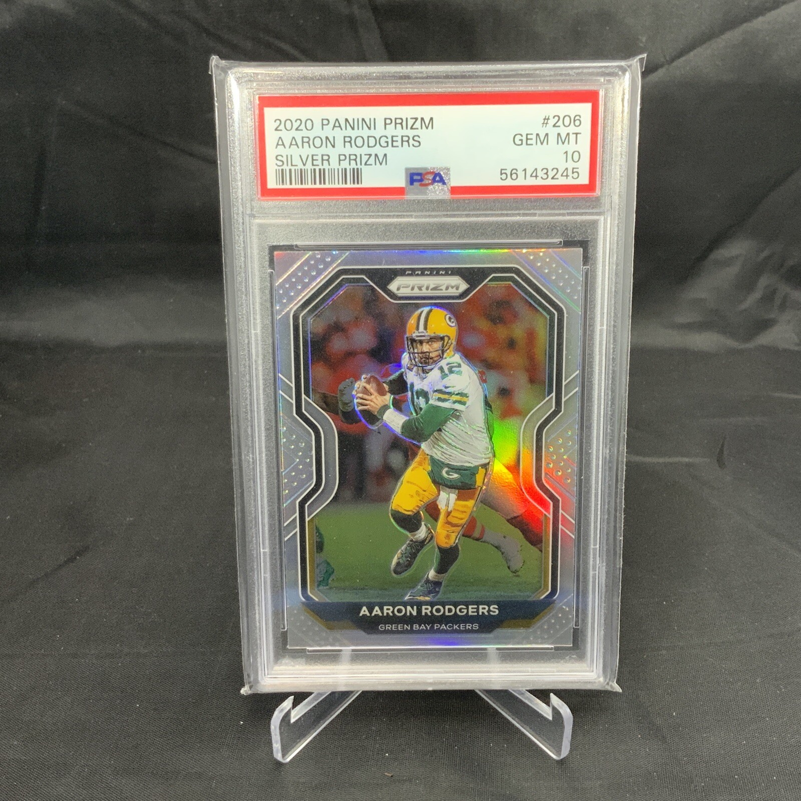 2020 Panini Prizm - AARON RODGERS - SILVER PRIZM #206 Refractor PSA 10 GEM MINT!