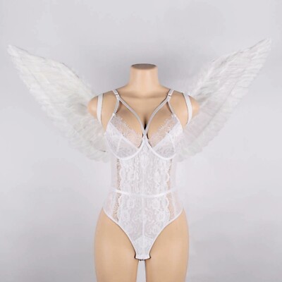 White Angel Feathered Wings Costume Cosplay  Angel Theater Valentines Day Cupid
