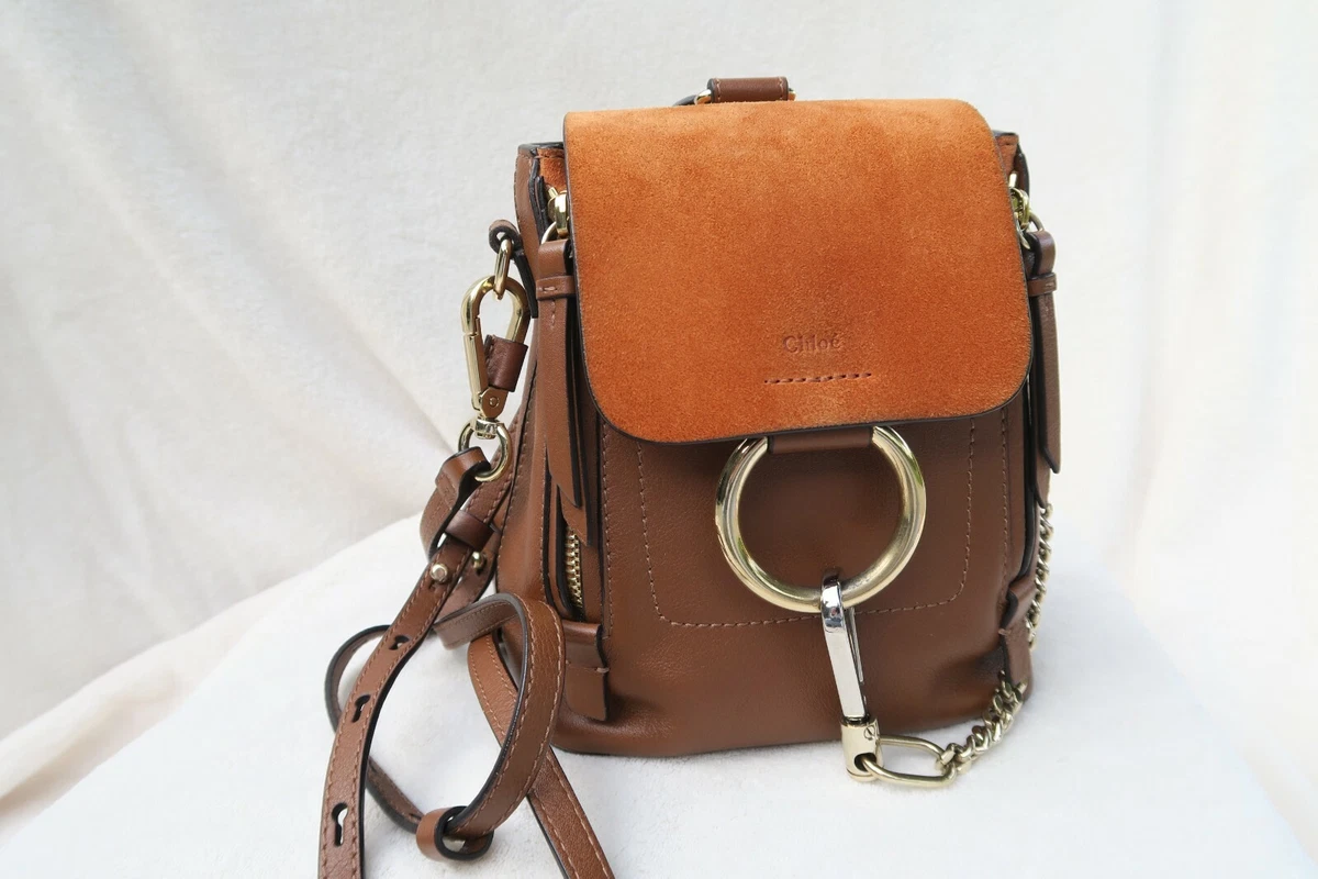 CHLOE Mini Faye Backpack in Tan Calfskin with Removable Strap