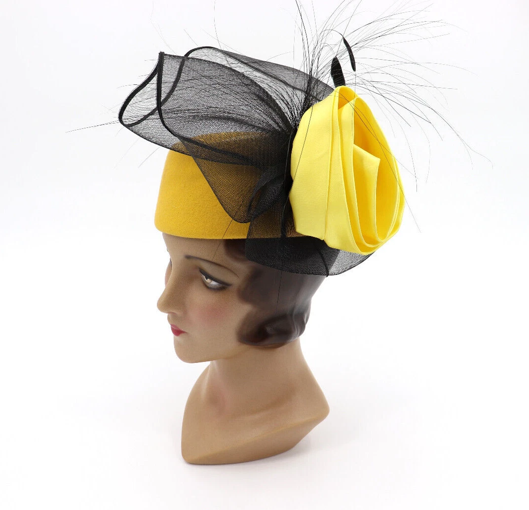 Pillbox Yellow Original Vintage Hats for Women for sale | eBay display picture 1