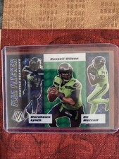 RUSSELL WILSON LYNCH DK METCALF 2020 Panini Mosaic Flea Flicker Green Prizm #15