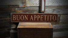 Buon Appetito Wood Sign - Rustic Hand Made Vintage Wooden