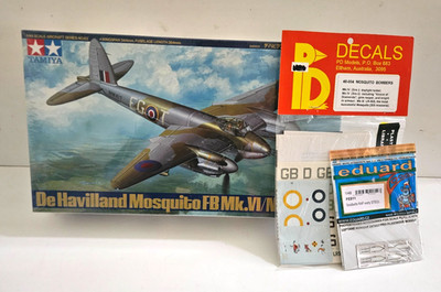 B 1/48 TAMIYA MOSQUITO FB MK.VI/NF MK.II + PENGUIN DECALS + EDUARD SEATBELTS PE