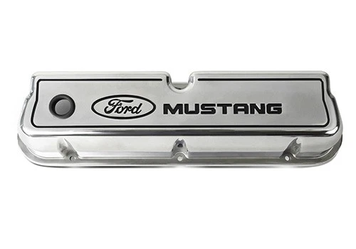Ford Mustang Die-Cast Valve Covers Polished with Black Logo - Image 3 of 4
