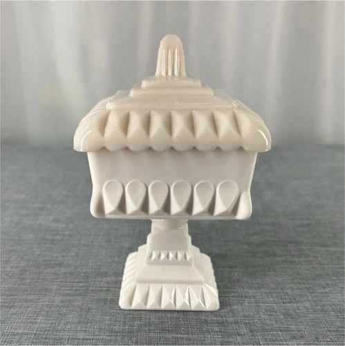 Vintage Westmoreland Pink Milk Glass Cake Box with Lid Candy Dish Pedestal 6.5