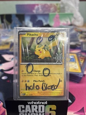 Pokémon Pikachu TCG Holo Snowflake Festive Stamp 025/165 4 Swirl And Holo Bleed