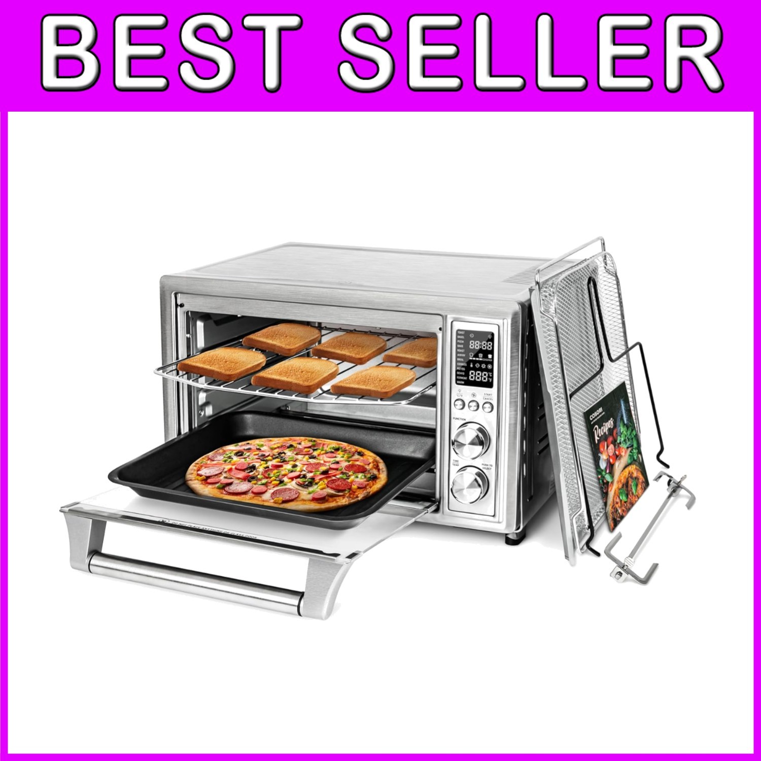 12-in-1 Air Fryer Toaster Oven - 32QT Stainless Steel with Automatic Shut-Off