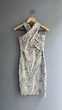 Marciano Guess Snake Print Metallic Cross Halter Bodycon Mini Dress Size 40 S/M