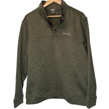 Eddie Bauer Radiator Fleece Snap Mock Pullover Green Mens Large Gorpcore Hiking