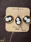 VTG Sarah Coventry Cameo Necklace Earrings Set Gold Tone Black Resin 1961 , NOS — photo 4