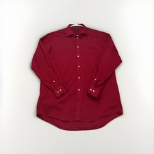 Arrow Shirt Mens 34/35 Large 16-16.5 Red Stretch Button Up Dress Wrinkle Free