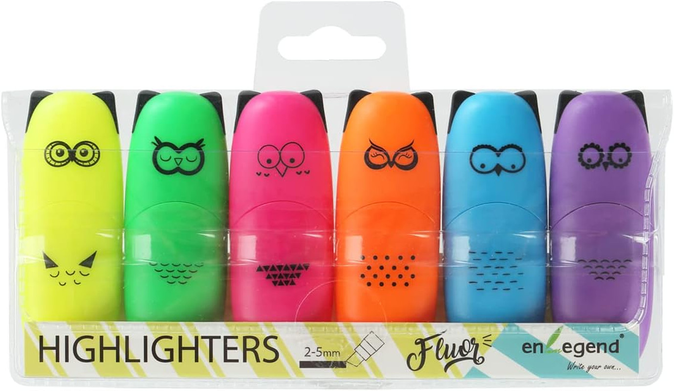 6 Pieces Cute Highlighters  Design Kawaii Stuffs Mini Highlighters Pen Neon Colo