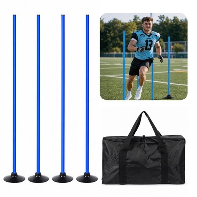 4 Pack Soccer Agility Training Poles, 5 FT Adjustable Speed and Agility Train...
