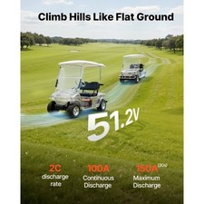 48V 51.2V 52AH Lithium Golf Cart Battery, with 15A Charger, Lifepo4 Bat